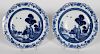 Chinese Export Blue & White Plates, H. Moog Label