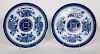 Pair, Chinese Export Blue & White Fitzhugh Plates