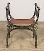 Italian Renaissance Style Iron and Leather Bench