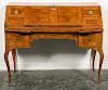 Continental Marquetry Inlaid Fall Front Desk