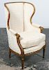 Louis XVI Style Upholstered Giltwood Armchair