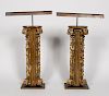 Pair, French Bronze Mounted Fragment Lamps