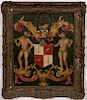 L. 19th C. Armorial Coat of Arms Painting on Board