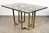 FRENCH BRASS TINTED GLASS BREAKFAST TABLE 1970