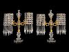 A Pair of Charles X Gilt Bronze Mounted Cut Crystal Two-Light Candelabra