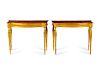 A Pair of George III Satinwood, Marquetry and Giltwood Console Tables 