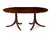 A Regency Style Figured Mahogany Two-Pedestal Dining Table