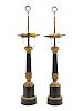 A Pair of Charles X Gilt and Patinated Bronze Lamps