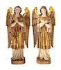 A Pair of Italian Painted and Parcel Gilt Figures of Angels