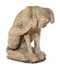 A Limestone Figure of a Seated Dog