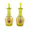 A Pair of Bohemian Enameled Glass Persian Market Decanters