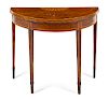 A George III Burl Walnut and Satinwood Marquetry Flip-Top Table