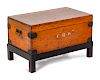 An Anglo-Colonial Iron Mounted and Painted Walnut Campaign Blanket Chest
