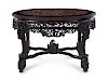 A Chinese Export Carved and Marble Inset Hardwood Table