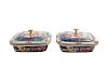 A Pair of Chinese Export Tobacco Leaf Porcelain Soap Dishes