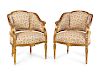A Pair of Louis XVI Style Giltwood Bergeres
