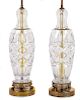 A Pair of Cut Glass Table Lamps