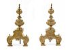 A Pair of Baroque Style Brass Andirons