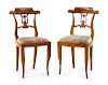 A Pair of Italian Fruitwood Side Chairs