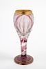A Gilt Decorated Amethyst Cut to Clear Glass Vase