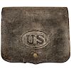 c. 1860-1864 US Stamped Civil War Period U.S. Union Leather Cartridge Box