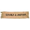 Rare Design LINCOLN & JOHNSON. 1864 Presidential Campaign Silk Ribbon