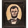 Early 20th century President Abraham Lincoln Primitive Folk Art Style Painting