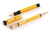 Vintage 1927/1930 set, Celluloid Fountain Pen & Pencil Parker Duofold Mandarin Yellow, lady's size, Nib B