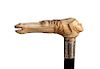 Antique ivory mounted  walking stick cane - Italy late 19th Century 