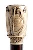 Antique ivory mounted walking stick cane - France early 20th Century