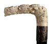 Antique ivory mounted walking stick cane - England 1924