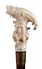 Antique ivory mounted  walking stick cane - France early 20th Century