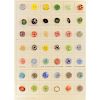 1 CARD OF VINTAGE COLORFUL MOONGLOW BUTTONS