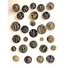 CARD OF 26 S/M/L METAL ASSORTED PICTURE BUTTONS