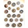 ENTIRE CARD OF 20 LARGE METAL PICTURE BUTTONS