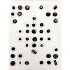 2 WHOLE CARDS OF BLACK GLASS BUTTONS ASSORTED