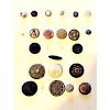 6 CARDS OF ASSORTED FABRIC BUTTONS INCL. 18TH c.