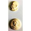 2 LARGE CARVED NATURAL MATERIAL BUTTONS BY MOTIWALA