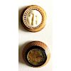 2 LARGE VEGETABLE IVORY BUTTONS WITH ASSORTED CENTERS