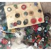 BAG LOT OF ASSORTED BLACK AND CLEAR & COLORED GLASS BUTTONS