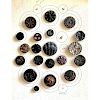 1 CARD OF ASSORTED BLACK GLASS BUTTONS