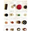 7 CARDS OF ASSORTED CELLULOID AND PLASTIC BUTTONS