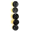 ASSORTED LARGE BLACK GLASS BUTTONS INCLUDING PICTORIALS