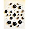 CARD OF DIVISION 1 ASSORTED BLACK GLASS HEAD BUTTONS