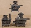 Three cast iron toy stoves, to include a Grey Iro