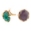 A Pair of Freeform Gemstone Rings in Gold