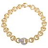 A Ladies 18K Wide Italian Link Diamond Necklace