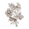 A Ladies Diamond Floral Bouquet Pin in Platinum