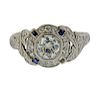 Art Deco Platinum Diamond Engagement Ring 