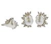 18k Gold Baroque Pearl Diamond Ring Earrings Set 